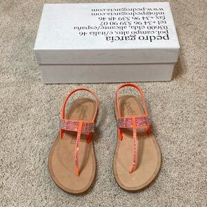 NWB Pedro Garcia Neon Orange Crystal Sandals 6 36